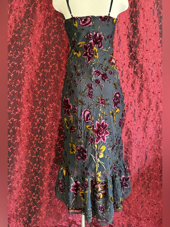 Betsey Johnson Y2K Slip Dress - Floral Velvet Size SMALL - Garden Party / Prom - Picture 3 of 8